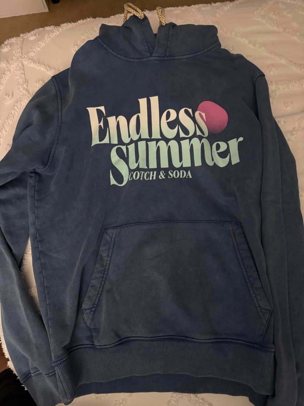 Scotch & Soda Navy 'Endless Summer' Graphic Hoodie with Mint and Pink Accents